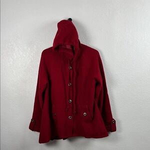 NorthStyle Women’s Red Hooded Jacket Sz S Wool Comfy Cozy Outdoor Winter